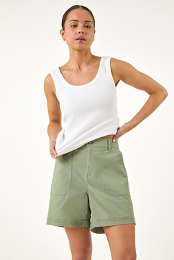 Roman Petite Khaki Cotton Chino Shorts