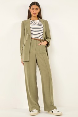Roman Khaki Linen Blend Belted Trouser