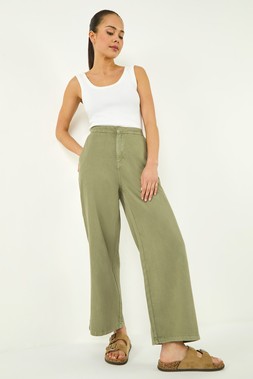 Roman Petite Khaki Stitch Detail Trouser