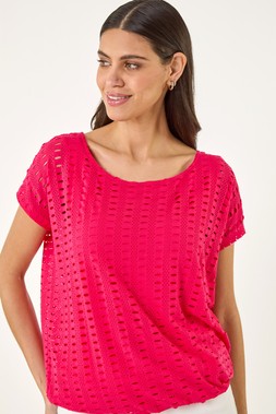Roman Pink Cut Out Detail Stretch Top