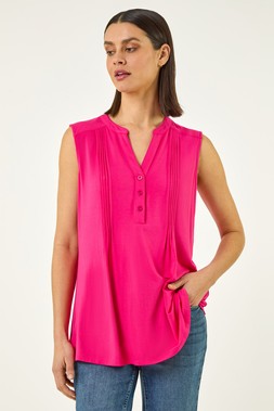 Roman Pintuck Notch Neck Top