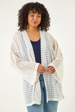 Roman Curve Ivory Open Knit Cardigan