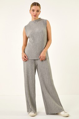 Dusk High Neck Pleated Knit Top