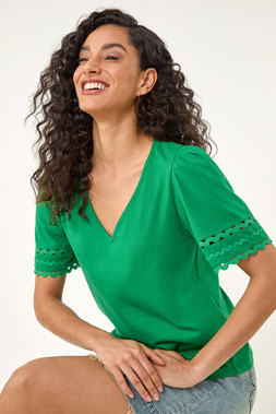 Dusk Green Ric Rac Trim T-Shirt