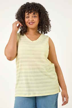 Roman Curve Stripe Textured Vest Top