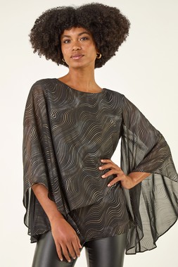 Roman Black Wavy Spot Foil Overlay Top
