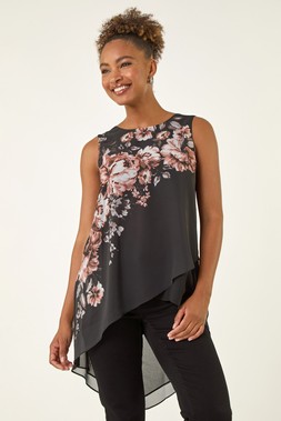 Roman Ivory Floral Embellished Wrap Top