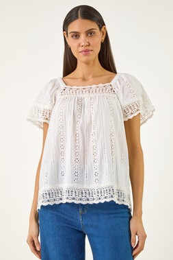 Roman Broderie Lace Detail Top