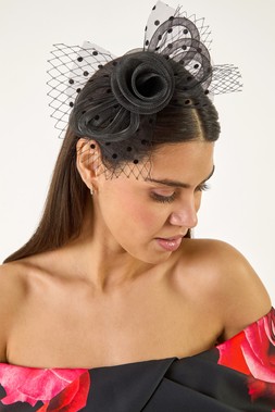 Roman Spot Mesh Flower Fascinator