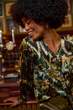 Roman Green Abstract Print Foil Shirt
