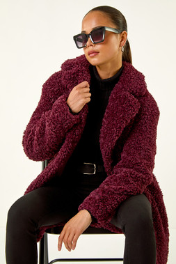 Roman Petite Wine Teddy Longline Coat
