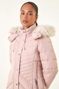 Roman Petite Light Pink Longline Padded Puffer Coat