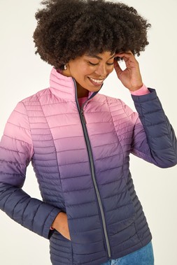 Purple Ombre Funnel Neck Padded Coat