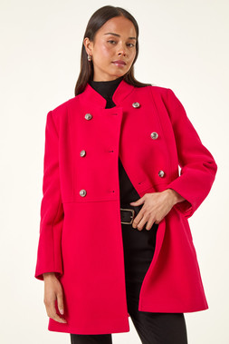 Roman Petite Red Military Buttoned Coat