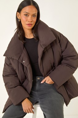Roman Dusk Dark Brown Luxe Puffer Coat