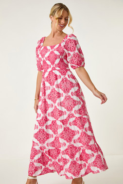 Roman Petite Coral Embroidered Maxi Dress