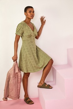 Roman Embroidered Cotton Stretch Frill Dress