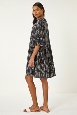 Roman Abstract Crinkle Smock Dress