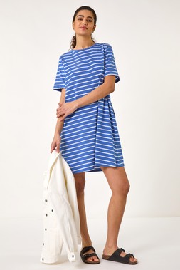 Roman Blue Stripe Stretch T-Shirt Dress