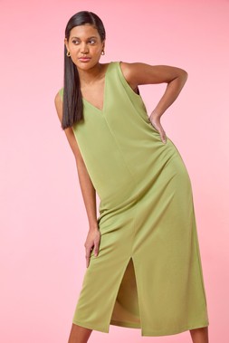 Roman Green Soft Pique Jersey Midi