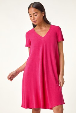 Roman Petite Cerise V-Neck Swing Pocket Dress