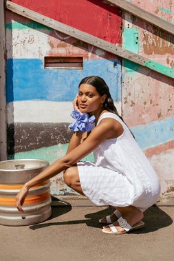 Roman White Textured Short A-Line Dress