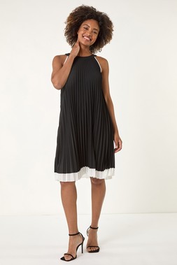 Roman A-Line Pleated Halter Dress