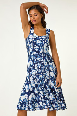 Roman Abstract Print Panelled Short Dress