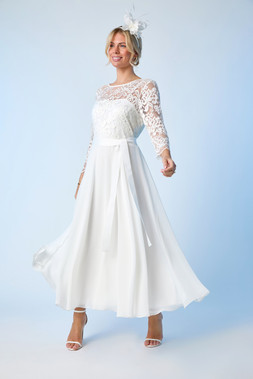 Roman Petite Ivory Lace Bodice Tie Waist Dress & Roman Ivory Fascinator Clip Headband
