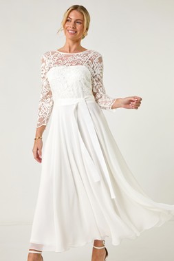 Roman Petite Lace Tie Waist Maxi Dress