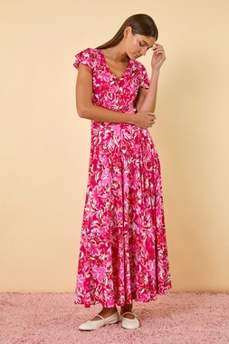 Roman Floral Ruched Maxi Dress