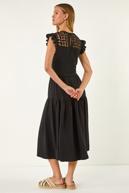 Roman Frill Tiered Midi Dress