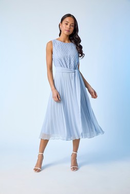 Roman Petite Lace Pleat Midi Dress