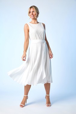Roman Petite Lace Pleat Midi Dress