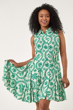 Roman Petite Printed Godet Detail Dress