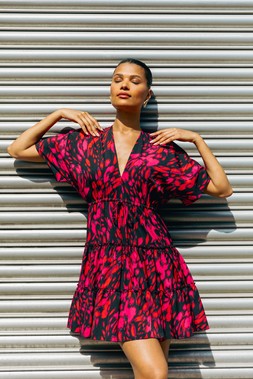Roman Abstract Print Boho Mini Dress
