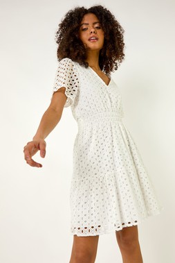 Roman Dusk White Broderie Anglaise Dress