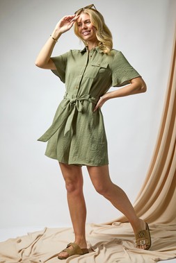 Roman Petite Button Front Tie Playsuit