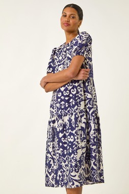 Roman Abstract Print Midi Shirt Dress