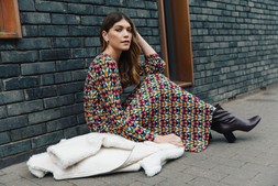 Roman Amber Geo Print Midi Dress