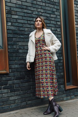 Roman Amber Geo Print Midi Dress
