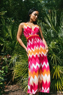 Roman Petite Aztec Print V-Neck Maxi Dress