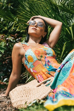 Roman Petite Patchwork Tiered Maxi Dress