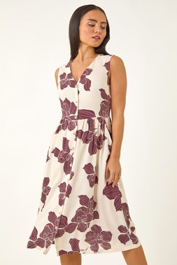 Roman Petite Chocolate Button Through Pocket Dress