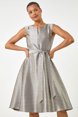Roman Mink Belted Fit & Flare Dress