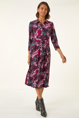 Roman Abstract Buttoned Shirt Midi Dress