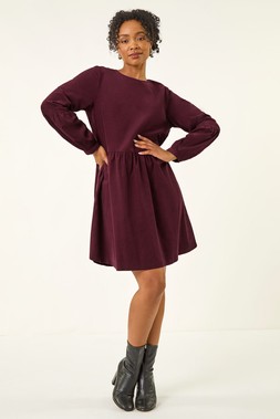 Roman Petite Wine Cord Cotton Mini Dress