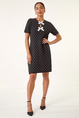 Roman Petite Polka Dot Knit Dress