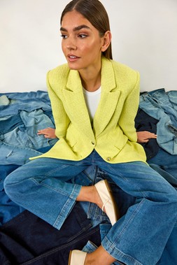 Roman Lime Longline Boucle Textured Jacket
