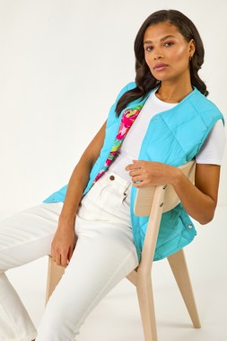 Roman Quilted Funnel Neck Lined Gilet